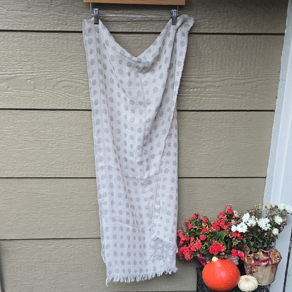 J.Crew Gray Polka Dot Fringe blanket Scarf